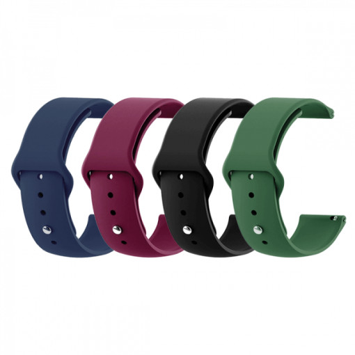 Set 4 curele pentru ceas, 18 mm, pentru Xiaomi Mi Watch, Garmin Venu 2S 40mm, Huawei, Honor, Nokia, silicon, negru, bleumarin, verde, grena