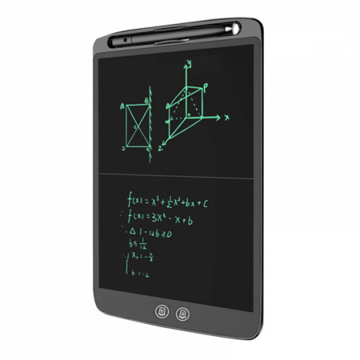 Tableta grafica pentru scris si desenat cu Stylus, display LCD 12 inch, mousepad, stergere partiala, rigla, protectie ochi, rezistenta la apa si socuri, negru