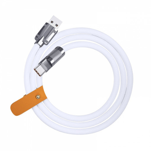 Cablu incarcare si transfer date 6A 120W USB la USB Type-C / USB-C, incarcare rapida, silicon moale, 1.5 m, alb