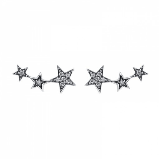 Cercei cu surub pe ureche argint 925 Krassus Star Dust, cu Zirconiu, model stea