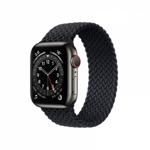 Curea elastica stretch din nylon, pentru Apple Watch 1 / 2 / 3 / 4 / 5 / 6 / SE series, 42/ 44mm,L, negru