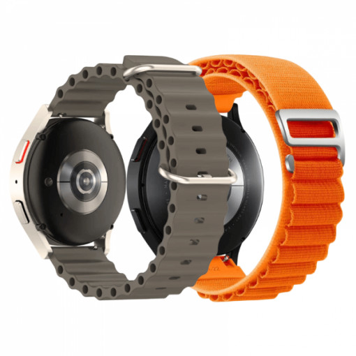 Set 2 curele pentru ceas, 22 mm, pentru Galaxy Watch 3 45mm, Gear S3 Frontier, Huawei Watch GT 3, Huawei Watch GT 2 46mm, Huawei Watch GT, portocaliu, gri