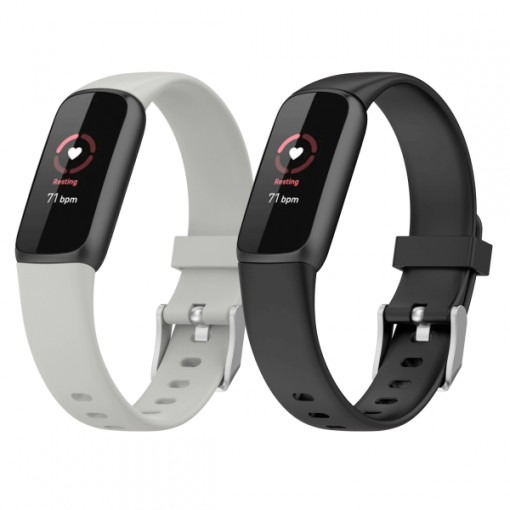 Set 2 curele sport pentru bratara fitness Fitbit Luxe din silicon, negru, gri