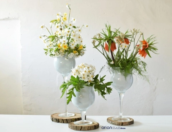 Cupa sticla inalta Floria alba H 55 D 15 cm - Img 2