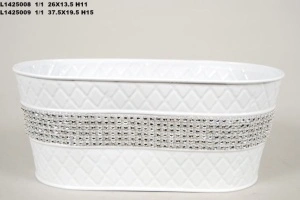 Vas alb cu strasuri 26x13.5xH11 cm