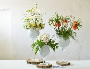 Cupa sticla inalta Floria alba H 55 D 15 cm - Img 2