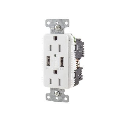 HUBBELL HUBUSB15A5W Contacto Duplex con 2 Puertos USB 15A 12
