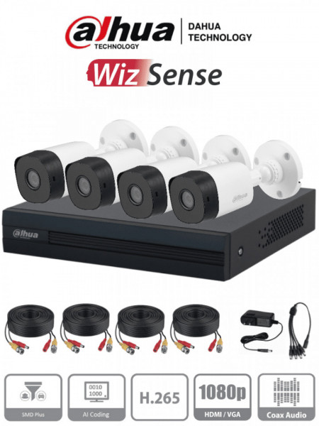 DAHUA DHT0250014 DAHUA KITXVR1B04-I1MP - Kit de 4 Canales de