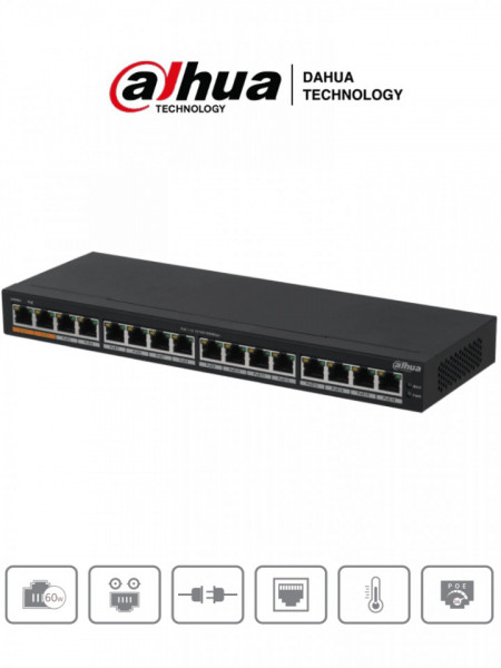 DAHUA DHT1850012 DAHUA DH-PFS3016-16GT-190 - Switch Poe Giga