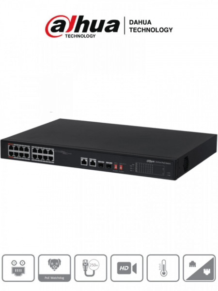 DAHUA DHT1850011 DAHUA PFS3218-16ET-135 - Switch Poe Etherne