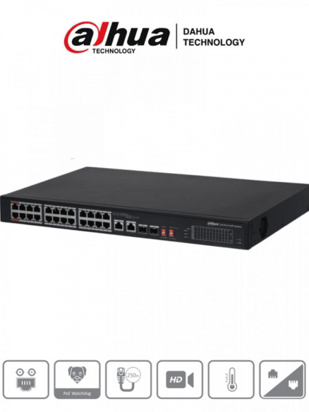 DAHUA DHT1850013 DAHUA PFS3226-24ET-240 - DAHUA Switch PoE E