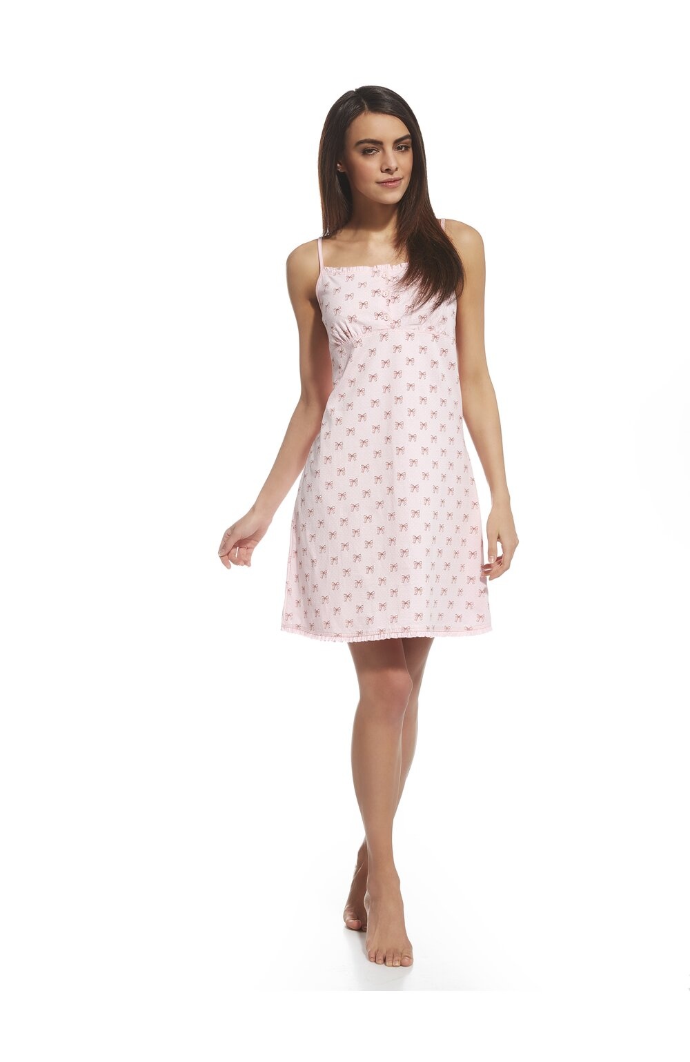 Camasa de noapte cu 3 nasturi, 100% bumbac, Cornette W613-113 (Culoare: Roz deschis, Marime: L) (Culoare: Roz deschis, Marime: L)