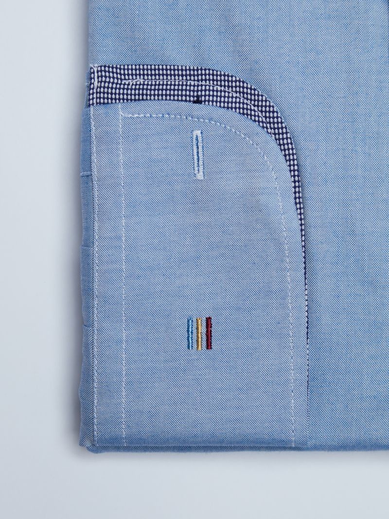 Camasa premium barbati, bumbac, slim fit - FRONTERA - albastru cu patratele (Culoare: Albastru, Marime: 40) - 3 | YEO