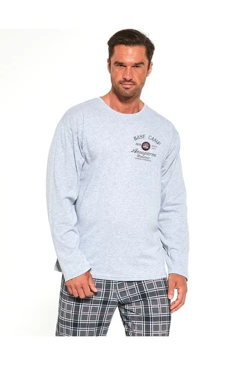 Pijama barbati, 100% bumbac, Cornette M124-185 Base Camp, marimi S-2XL (Culoare: Gri, Marime: XL) - 1 | YEO