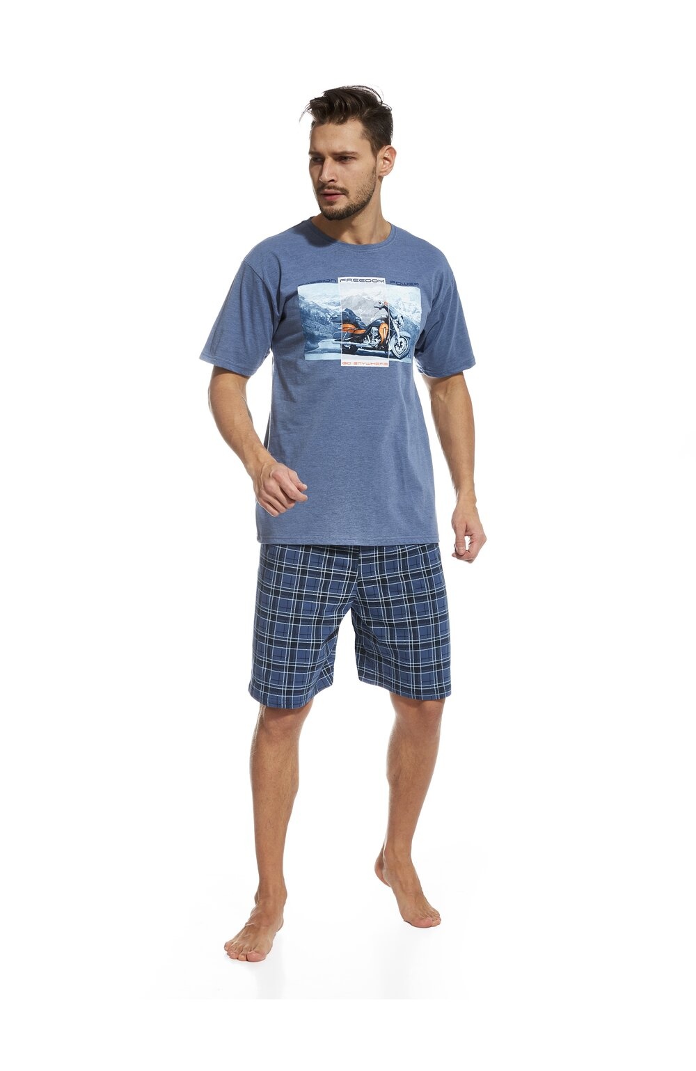Pijama barbati, 100% bumbac, Cornette M326-48 (Culoare: Jeans, Marime: 2XL) (Culoare: Jeans, Marime: 2XL)