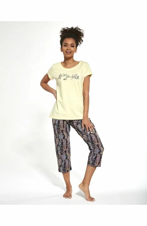 Pijama dama, 3 piese, 100% bumbac, Cornette W665-245 (Culoare: Galben, Marime: L) - 1 | YEO