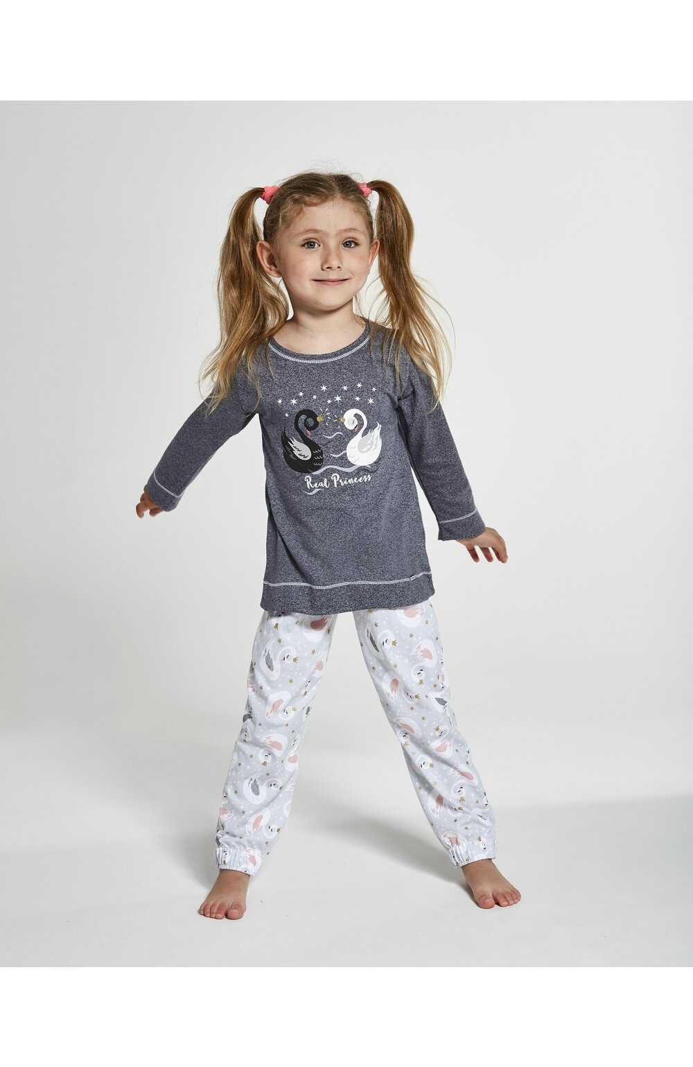 Pijama fete 1-8 ani, colectia mama-fiica, Cornette G379-131 Real Princess (Culoare: Grafit, Marime: 086-092) (Culoare: Grafit, Marime: 086-092)