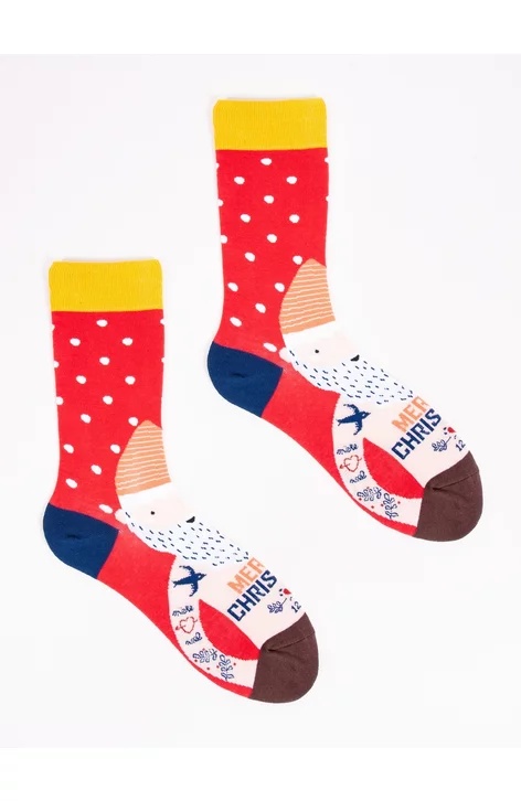 Sosete barbati, model Craciun - YO Club SKA-X054FA300 (Culoare: Rosu, Marime: 39-42)