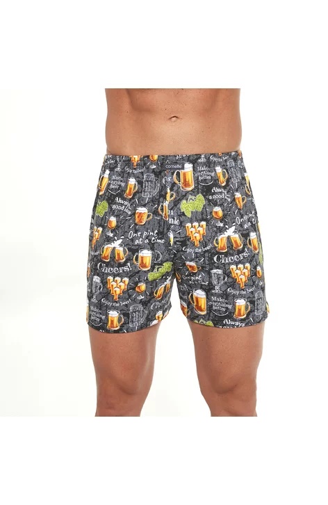 Boxeri barbati plus size / boxeri pentru dormit, 100% bumbac - Cornette Classic M011-111 Beer (Culoare: Gri, Marime: 3XL)