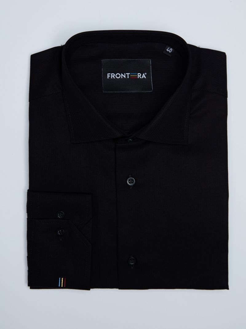 Camasa premium barbati, 100% bumbac, slim fit - FRONTERA - negru 1 (Culoare: Negru, Marime: 38) - 1 | YEO
