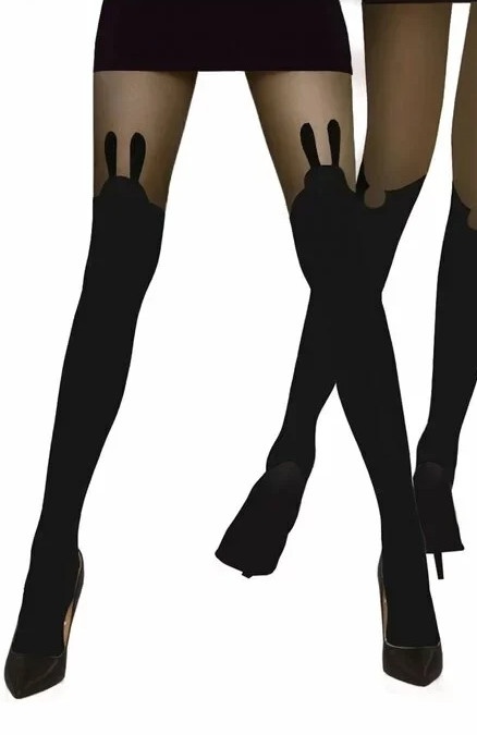 Ciorapi cu model de dama Bunny (Culoare: Negru, Marime: 2)