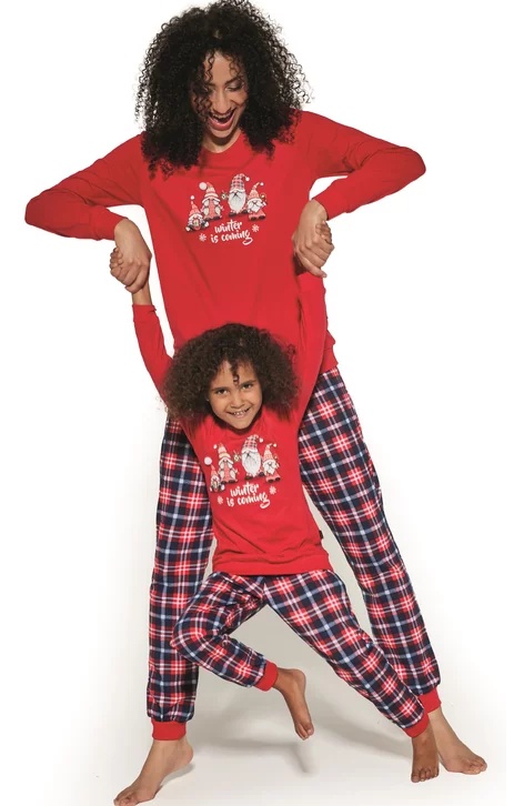 Pijama dama model Craciun, colectia familie, Cornette W671-279 Gnomes (Culoare: Rosu, Marime: XL) - 1 | YEO