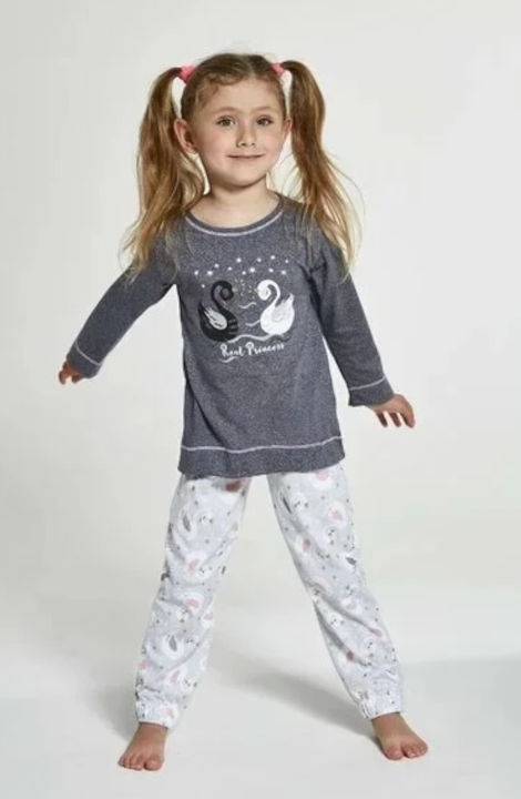 Pijama fete 1-8 ani, colectia mama-fiica, Cornette G379-131 Real Princess (Culoare: Grafit, Marime: 110-116) - 1 | YEO