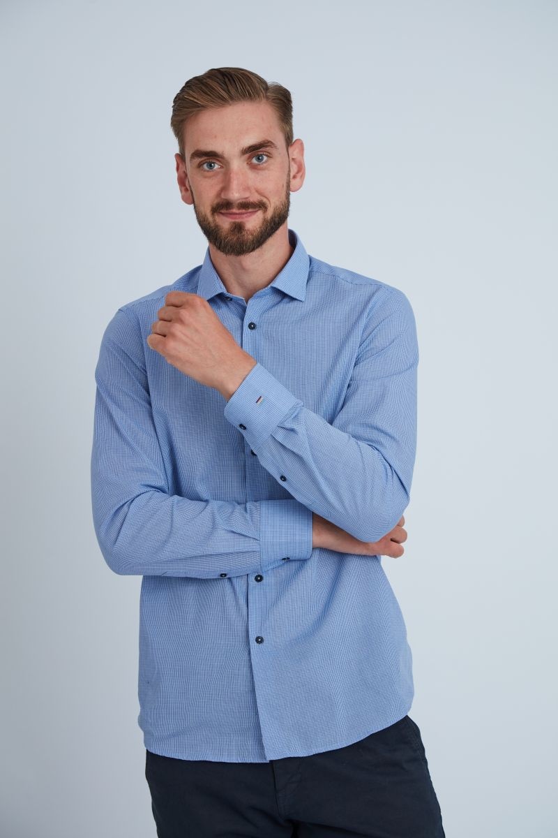Camasa premium barbati, 100% bumbac, regular fit - FRONTERA - bleu inchis (Culoare: Albastru, Marime: 38)