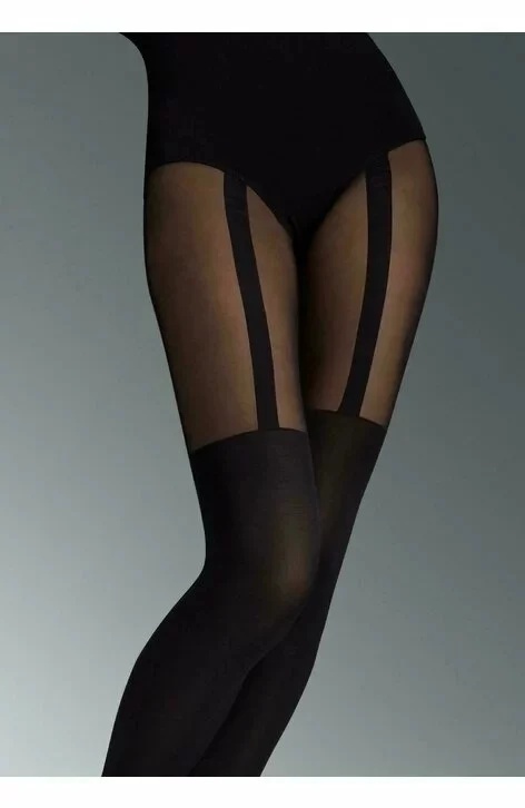 Ciorapi cu model imitatie portjartier - Marilyn Zazu Line, 60 DEN NERO5 - 1 | YEO