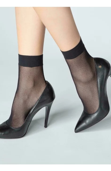 Sosete scurte tip plasa - Marilyn Forte 32 - nude, negru (Culoare: Negru) - 1 | YEO