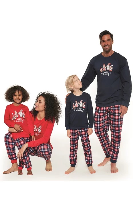 Pijama dama model Craciun, colectia familie, Cornette W671-279 Gnomes (Culoare: Rosu, Marime: XL) - 3 | YEO