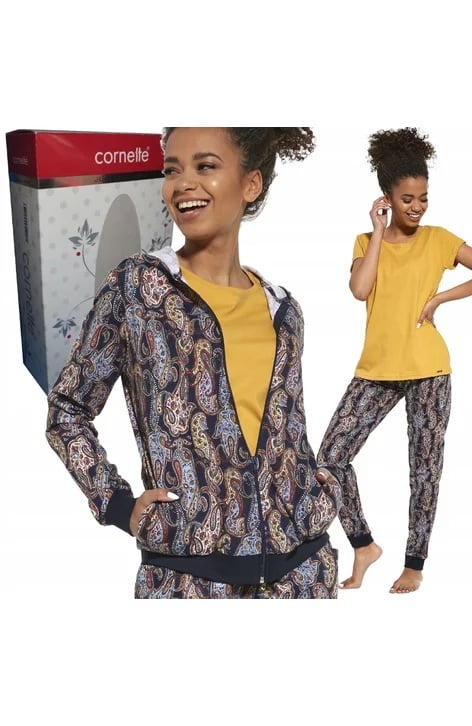 Set imbracaminte dama, 3 piese, 100% bumbac, Cornette W355-272 (Marime: L, Culoare: Orange) - 1 | YEO