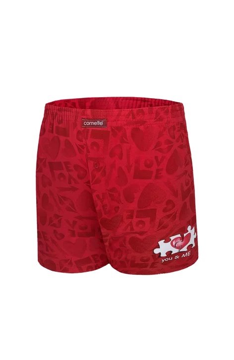 Boxeri barbati / boxeri pentru dormit, 100% bumbac - Cornette M015-009 You & me 2 (Culoare: Rosu, Marime: 2XL)