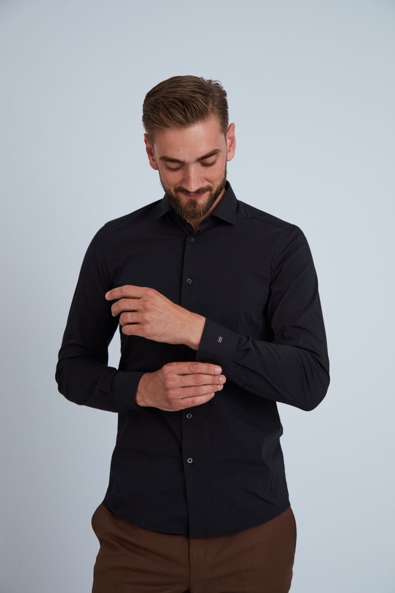 Camasa premium barbati, 100% bumbac, regular fit - FRONTERA - negru 1 (Culoare: Negru, Marime: 38)