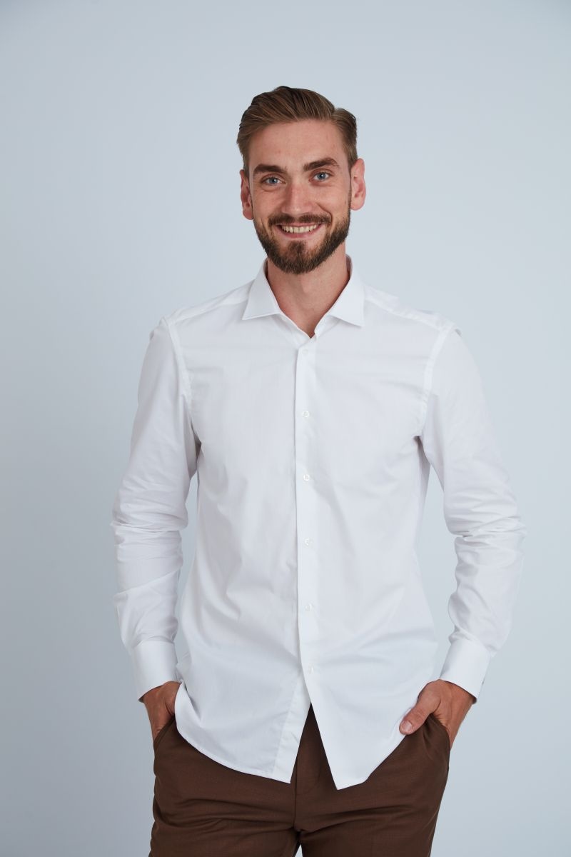 Camasa premium barbati, 100% bumbac, slim fit - FRONTERA - alb (Culoare: Alb, Marime: 42)