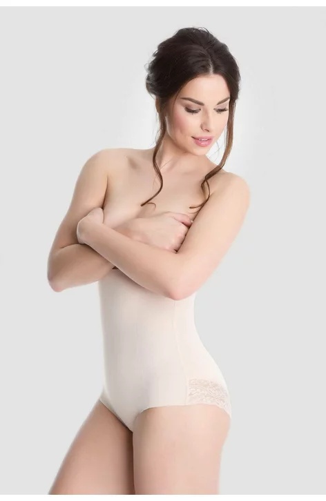 Chilot modelator cu talie inalta, banda silicon - Julimex 341 (Culoare: Bej, Marime: S) - 2 | YEO