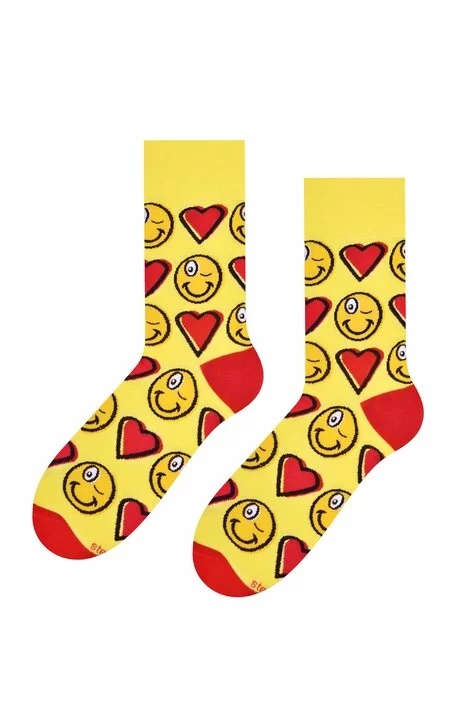 Sosete barbati, model smiley si inimioare - Steven S136-K034 galben (Culoare: Galben, Marime: 44-46) - 1 | YEO