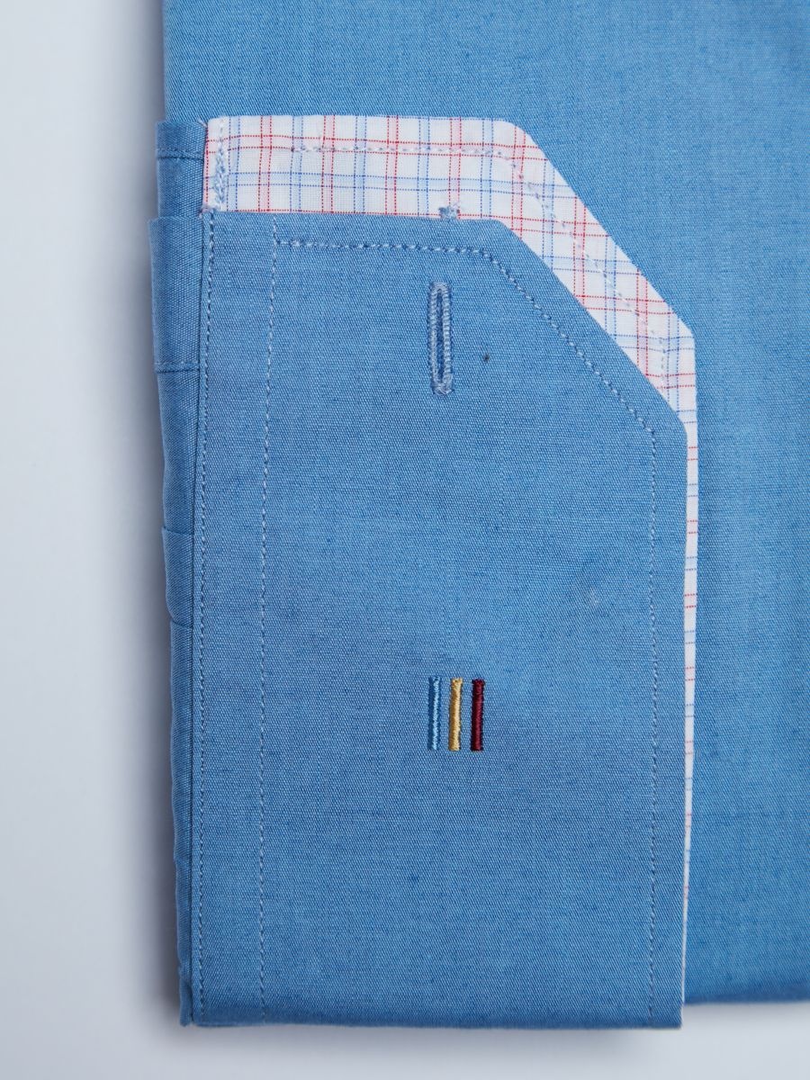 Camasa premium barbati, bumbac, regular fit - FRONTERA - albastru cu bezati (Culoare: Albastru, Marime: 40) - 3 | YEO