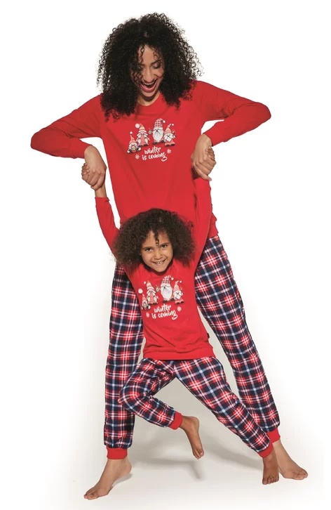 Pijama fete 9-14 ani, colectia familie, Cornette G592-147 Gnomes (Culoare: Rosu, Marime: 158-164) - 2 | YEO