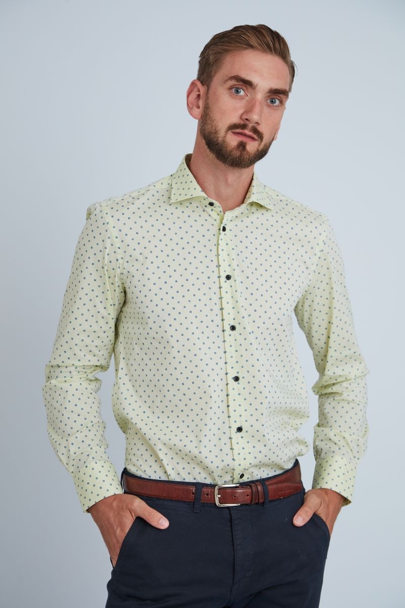 Camasa premium barbati, bumbac, slim fit - FRONTERA - galben (Culoare: Galben, Marime: 38 EU)
