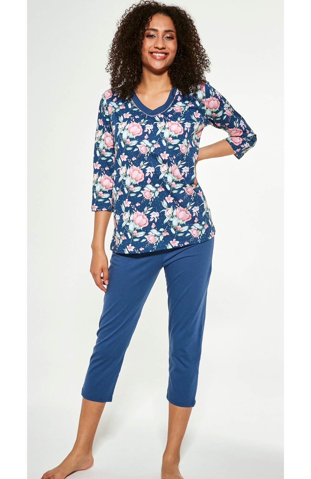 Pijama dama 3/4, 100% bumbac, Cornette W481-289 Karen (Culoare: Multicolor, Marime: 2XL) (Culoare: Multicolor, Marime: 2XL)
