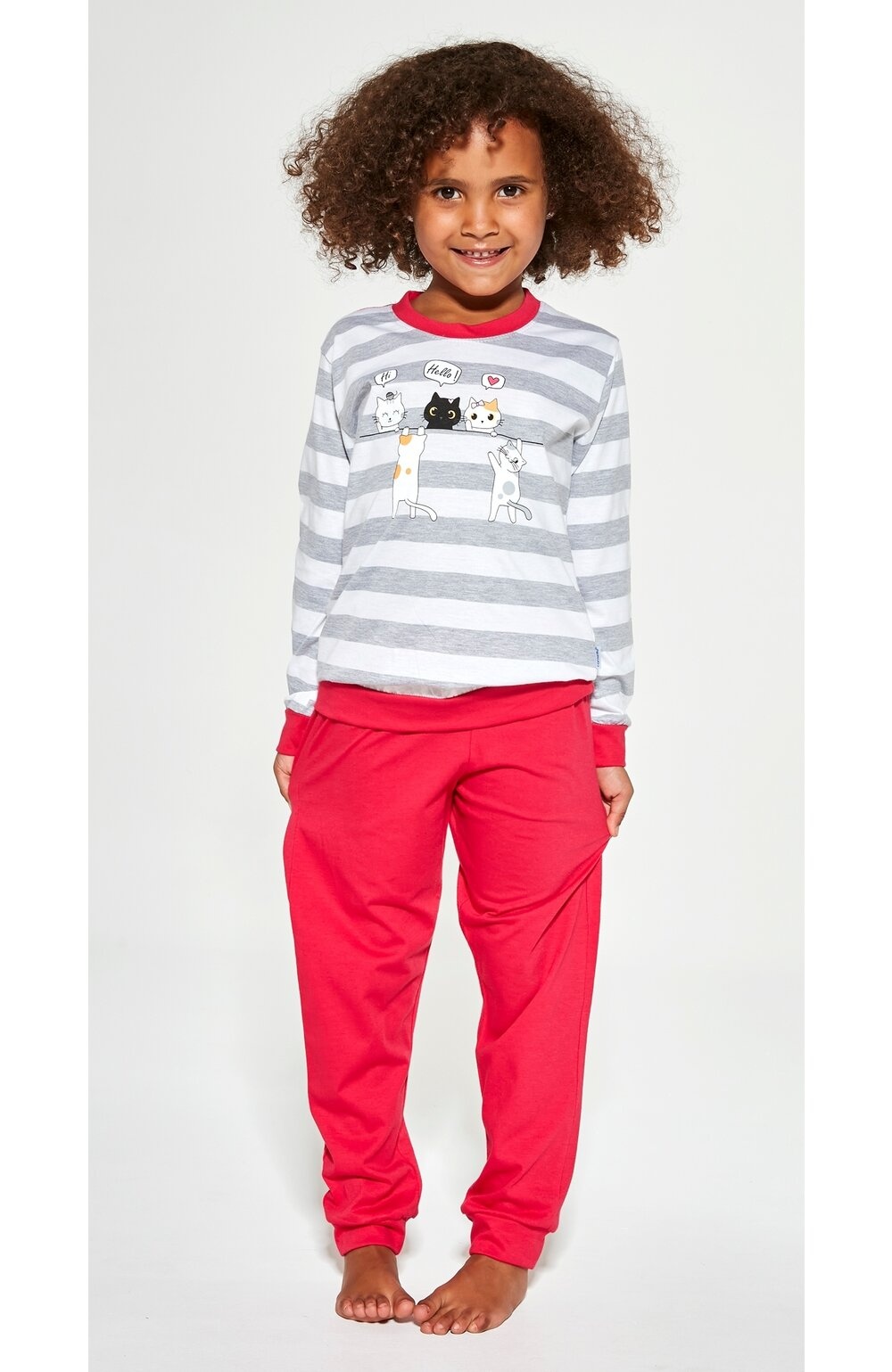 Pijama fete 1-8 ani, 100% bumbac - Cornette G474-149 Hello (Culoare: Gri, Marime: 086-092) (Culoare: Gri, Marime: 086-092)