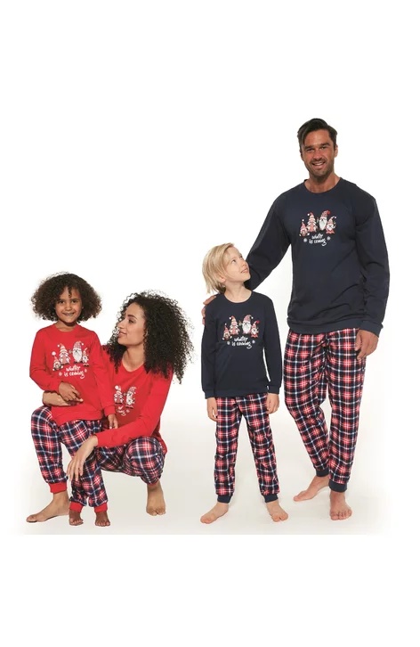 Pijama fete 9-14 ani, colectia familie, Cornette G592-147 Gnomes (Culoare: Rosu, Marime: 158-164) - 3 | YEO