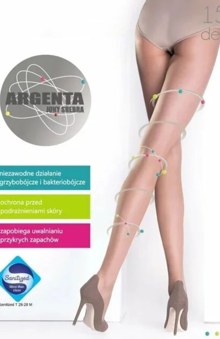 Ciorapi subtiri de dama - Dresuri dama subtiri - Antibacterieni, tratati cu Sanitized - Grosime 15 den - Knittex Argenta (Culoare: Golden, Marime: 5)