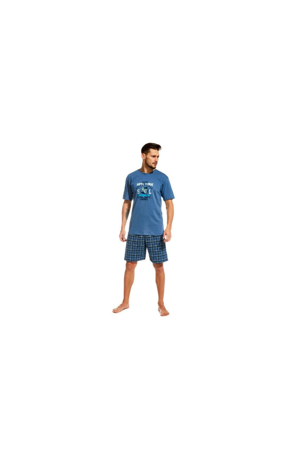 Pijama barbati, 100% bumbac, Cornette M326-050 (Culoare: Jeans, Marime: 2XL) (Culoare: Jeans, Marime: 2XL)