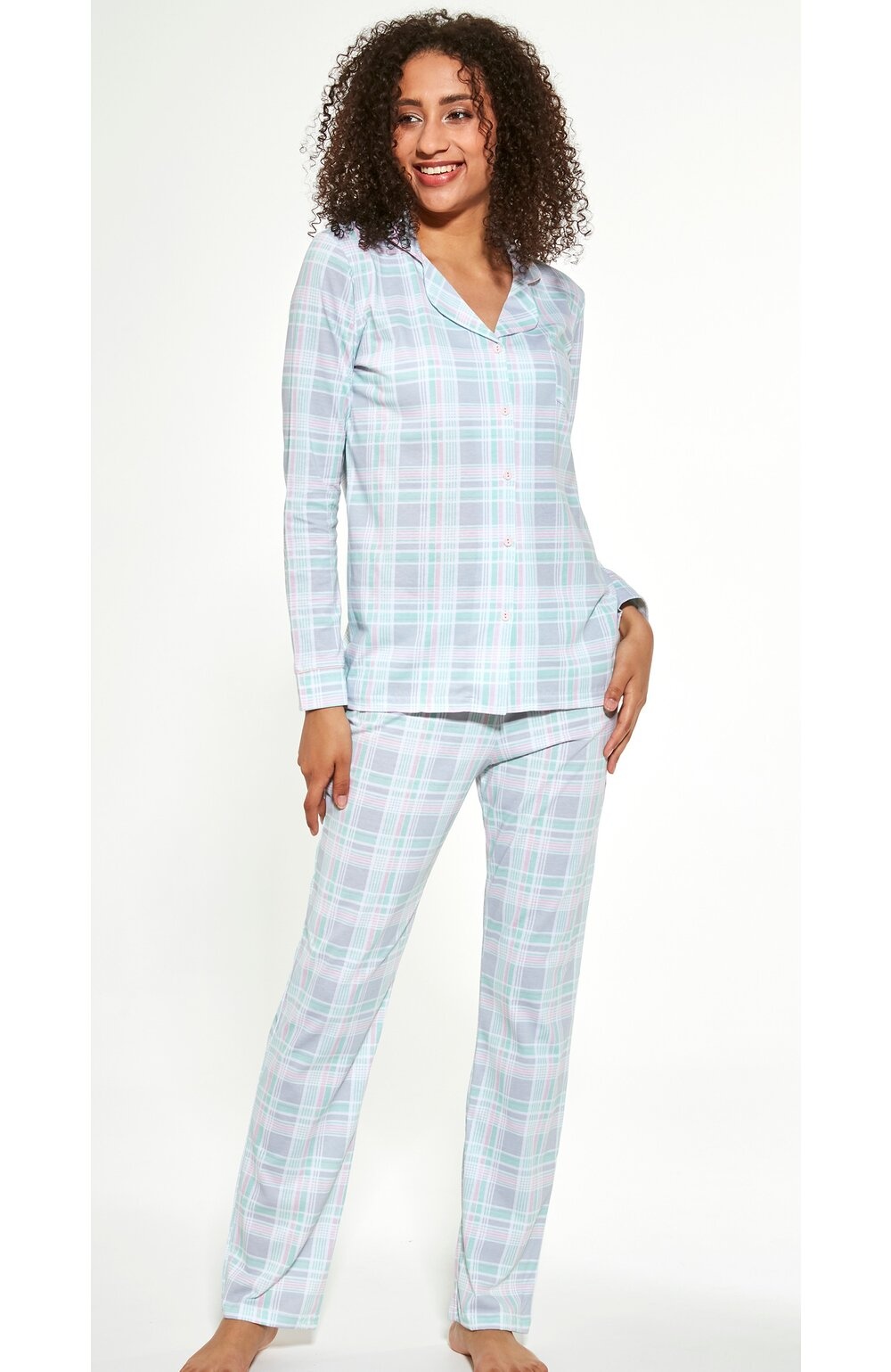Pijama dama, camasa cu nasturi, 100% bumbac, Cornette W482-284 Susie (Culoare: Multicolor, Marime: 2XL) (Culoare: Multicolor, Marime: 2XL)