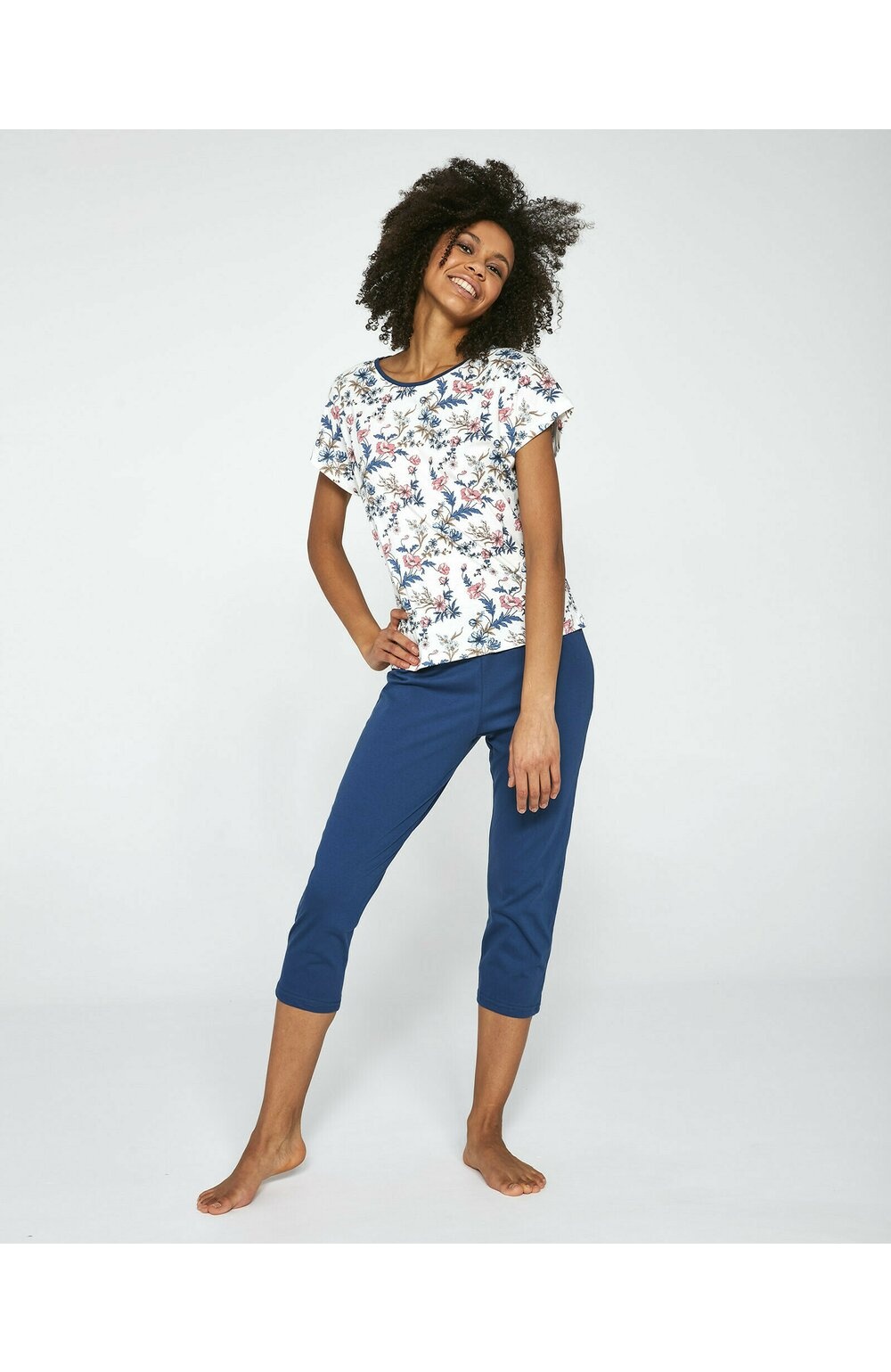 Pijama dama, 100% bumbac, marimi pana la 5XL, Cornette W372-201 (Culoare: Blue, Marime: 2XL) (Culoare: Blue, Marime: 2XL)