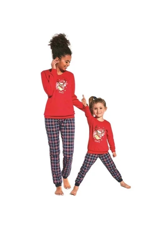 Pijama fete 9-14 ani, colectia FAMILIE, Cornette G592-130 Merry Christmas (Culoare: Rosu, Marime: 134-140) - 2 | YEO