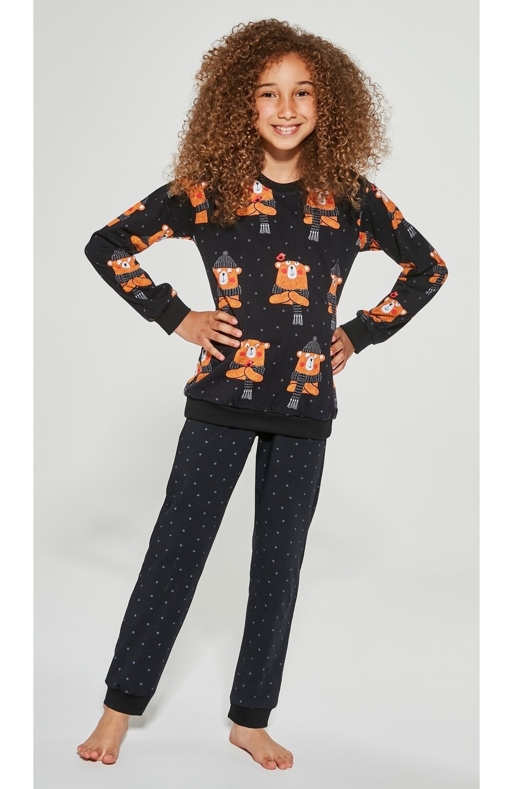 Pijama fete 9-14 ani, colectia mama-fiica, Cornette G997-148 Bear (Culoare: Negru, Marime: 134-140) (Culoare: Negru, Marime: 134-140)
