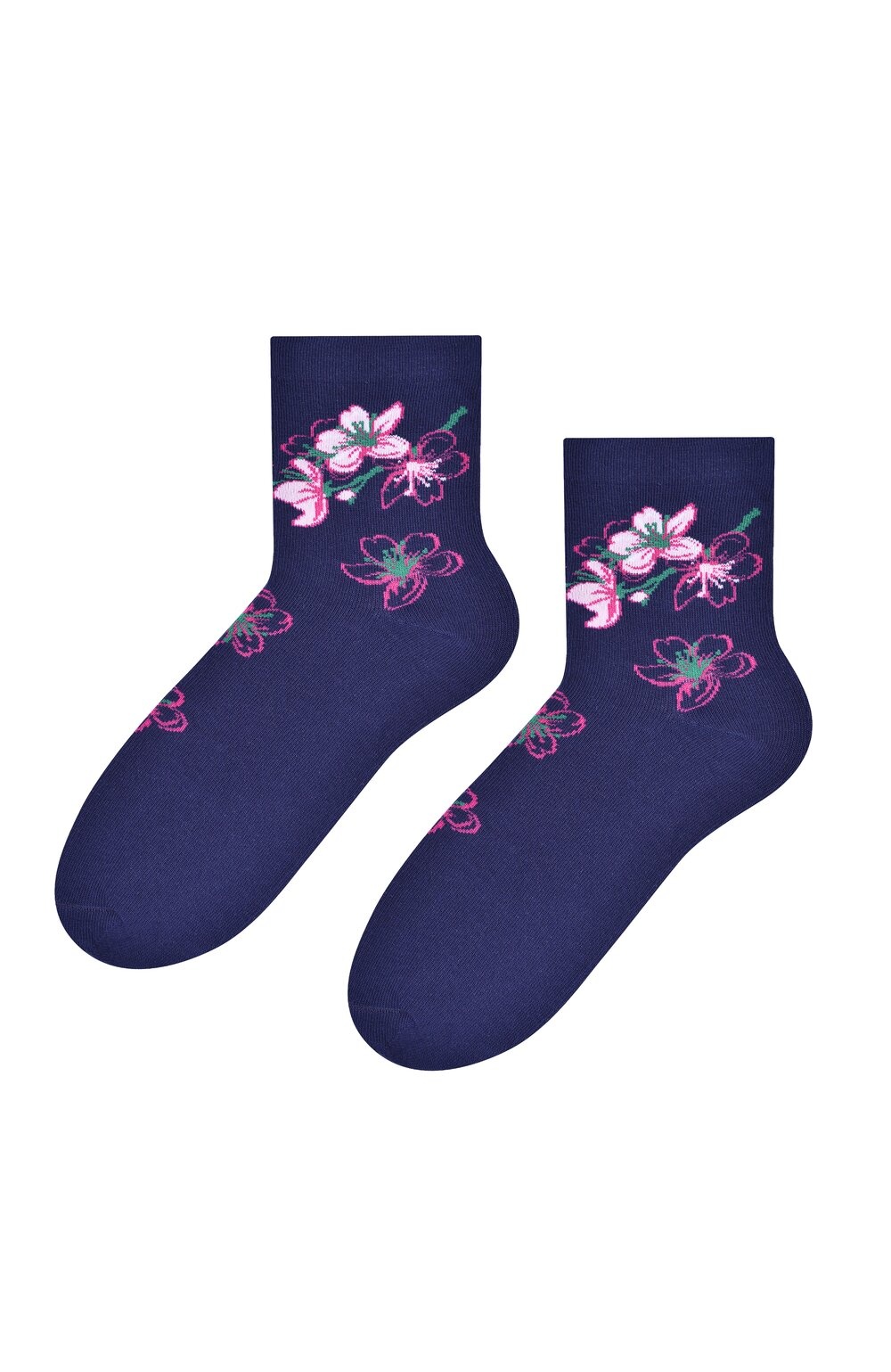 Sosete dama cu model floral - Steven S099-532D jeans inchis (Culoare: Bleumarin, Marime: 35-37) (Culoare: Bleumarin, Marime: 35-37)